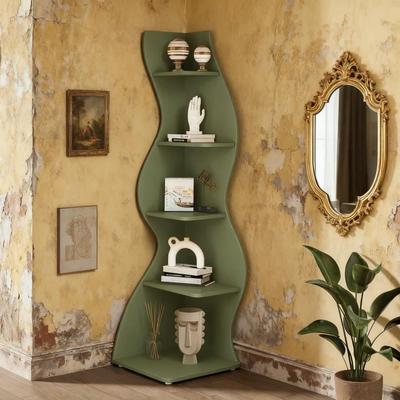 Kodotan sofa 5-Tier Wall Corner Bookshelf Corner Shelf Storage Rack Plant Stand