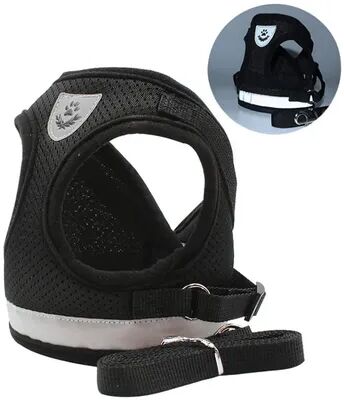 Inspire Daily Merch Reflective Adjustable Cat Harness Leash Set Mesh Vest Escape Proof Puppy Dog Collar black xl