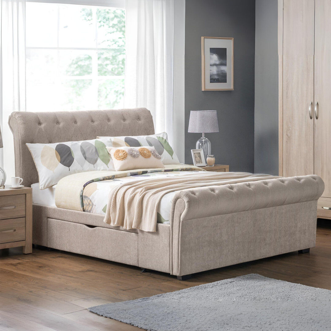 Three Posts Laurens Upholstered Storage Bed Mink Kingsize (5')