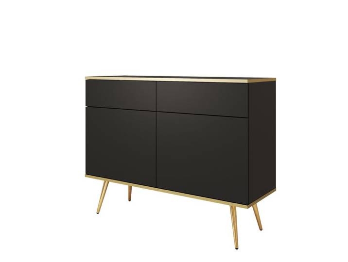 Buffet Komodee BANFF KOM2 Jambes métalliques dorées Noir Noir 39 x 107 x 85 cm