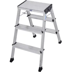 Krause MONTO Doppel-KlappTritt Rolly 2x3, Arbeitshöhe 2,65 m, Steighöhe 0,65 m,Grau