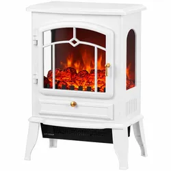 ELEKTRISCHER-KAMIN Verzinktes Stahlblech ABS Weiß