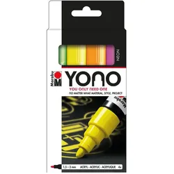 5x Marabu, Marker, Acrylmarker YONO Set 1.5 - 3 mm, 4-teilig, Neon (4x)