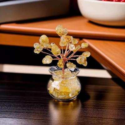 Uplift Picks European Style Mini Crystal Tree Decor In Resin Vase Pastoral Desktop Ornament yellow