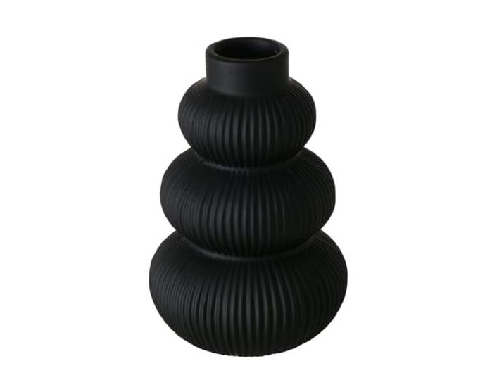 Vase Maurice Keramik schwarz matt rund 21 cm handgefertigte Steingut Vase für Moderne Deko Wohnzimmer Tischvase Indoor