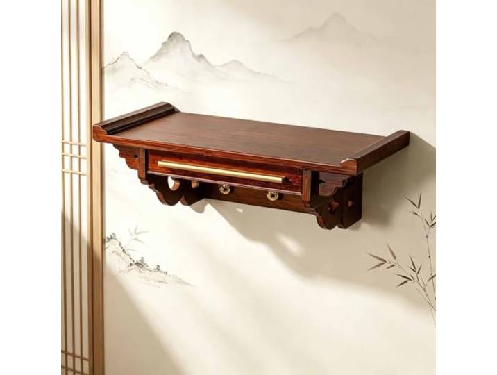 Wandmontierte Buddha Regal Statue Stand,Vintag Meditationsschrein,Wandaltar Asiatischer Wandaltar，mit Ausziehbarer Platte, Persönlicher Schrein，Altar Für Statuen, Hausaltar, Für Puja, Wahrsagung，Gebet