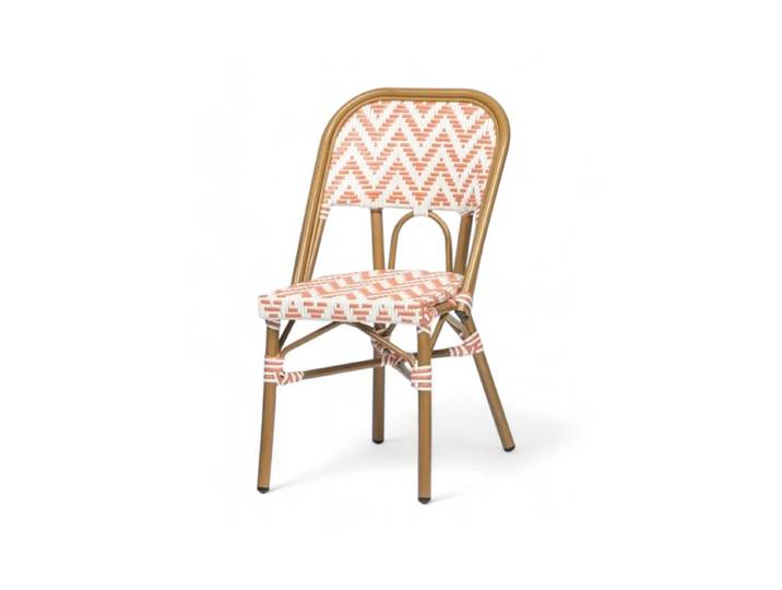 Chaise de terrasse ALMA - Tressage rose et blanc