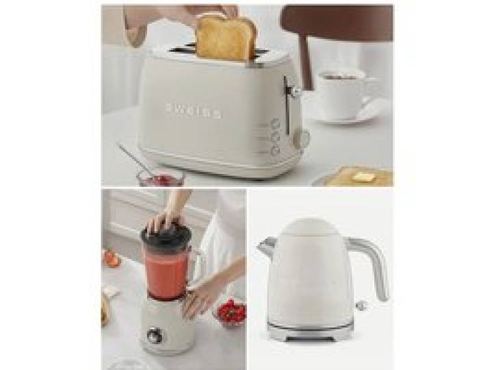 Pack petit-déjeuner - HKOENIG - Rétro Vintage - Bouilloire 1L 1000W - Grille‑pain 2 fentes - Blender 1 5L 1000W