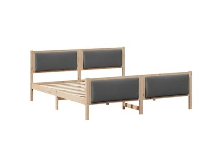 PUGYNBK Bettgestell mit Kopfteil, Dunkelgrau, 180 x 200 cm Kiefernholz, Lattenrost, Bezug aus Polyester, Aufbewahrung unten