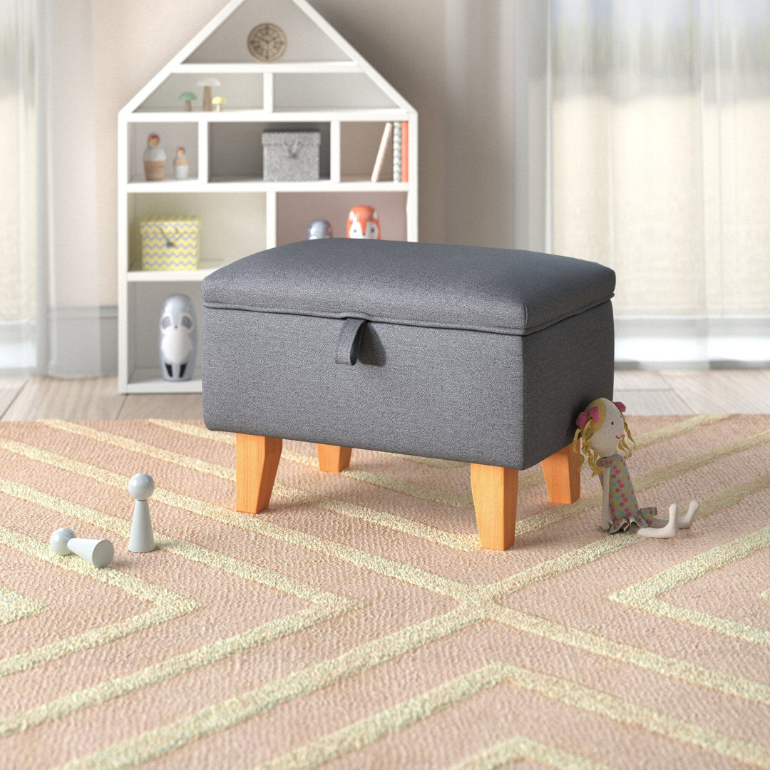 Mack + Milo Artus 49cm Wide Rectangle No Pattern Ottoman with Storage Dark Grey 35cm H X 49cm W X 33cm D