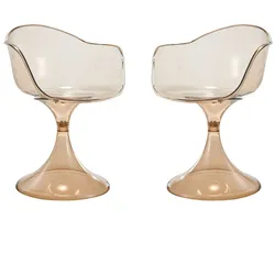 RATTATAN Set aus 2 Stühlen aus Polycarbonat, stabil und leicht, Monocoque, modernes Design, für Wohnzimmer und Büro, Innenbereich – KIARA/Champagne