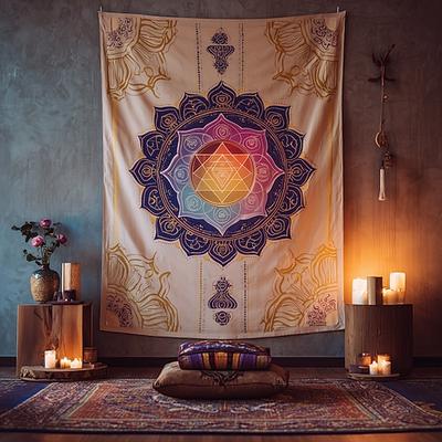 Tapisserie Decke Wandbehänge Sieben Chakra Yoga-Meditation Sport Schlafzimmer Wohnzimmer Wohnheim Dekorationen Wand Tür Hintergrund
