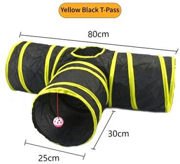 Inspire Select Foldable Cat Tunnel Toy S Type Play Tunnel With Crinkle Paper, Breathable Indoor Cat Exercise Tube yellow T Tunnels