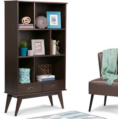"WYNDENHALL Tierney SOLID HARDWOOD 64x35 inch Modern Wide Bookcase and Storage Unit - 35""w x 14""d x 64"" h"