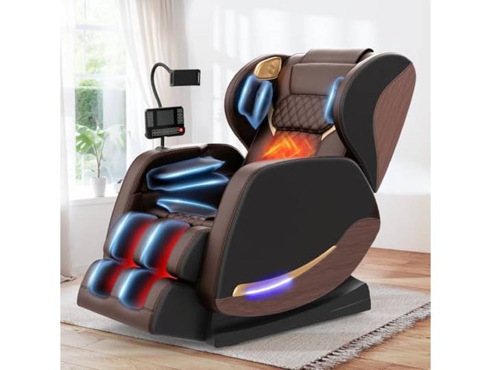 Ganzkörper Massagesessel mit 14 Massagerollen,Zero-Gravity für Heimkino Massagesessel mit Wärmefunktion, 8 Airbags, Bluetooth-Lautsprecher, 2-in-1-Touchscreen, Relaxsessel mit Schwerelosigkeit