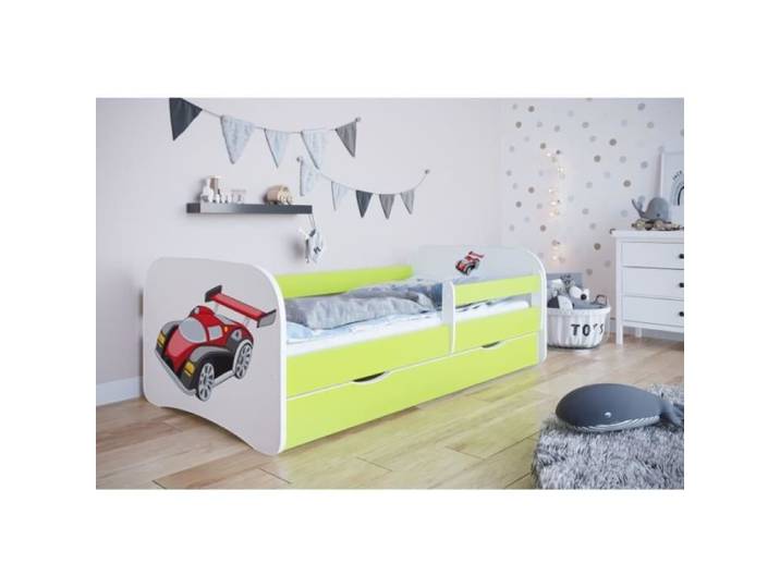 Lit voiture de course vert Babydreams avec tiroir - 80x160 cm - Enfant - Bois - Panneaux de particules