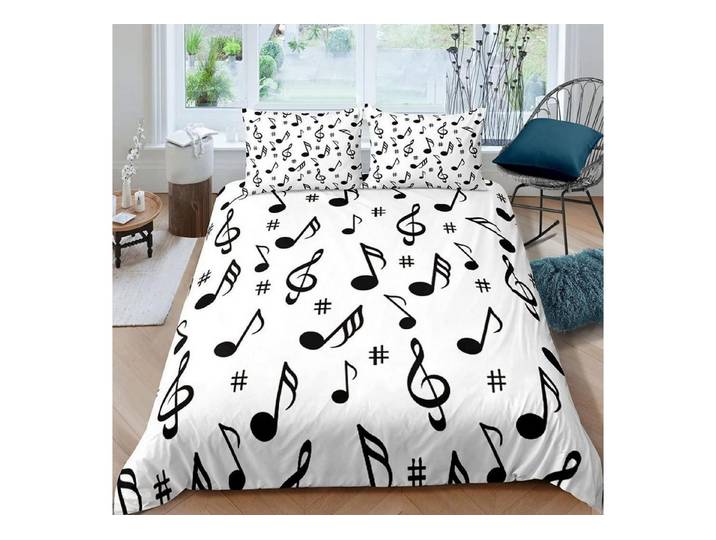 LuxusKollektion Kinderbettwäsche Bettwäsche Musik 135x200cm 4tlg 3D Noten Mikrofaser