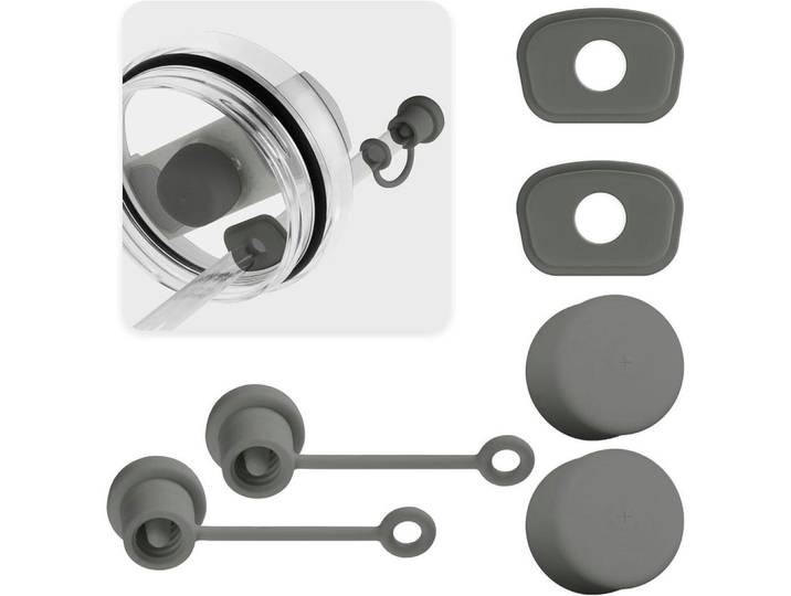 Strohhalm Zubehör 6-teiliges Set Grau, Kunststoff, 6.5x1.5x6.5 cm, Küchenzubehör, Küchenhelfer