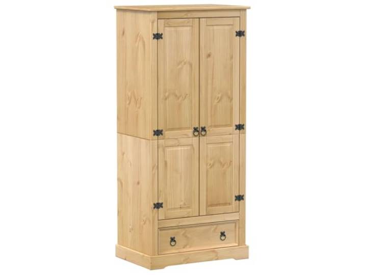 HNSMFPRE Kleiderschrank, 76 x 50 x 170 cm, aus massivem Kiefernholz Metallgriffe, Wandbefestigung im Lieferumfang enthalten, gerade Maserung, rustikale Optik, lange Kleidung, Schuhe
