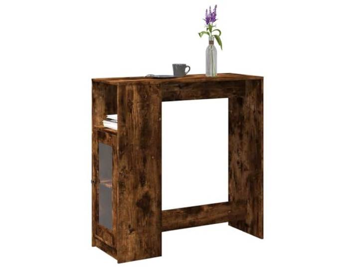 TEKGHUT Bartisch mit Regal Räuchereiche 101x40x103,5 cm Holzwerkstoff Räuchereiche, 3 Ablagefächer, Holzwerkstoff, glatte Oberfläche, wandmontierbar, für Küche und Wohnzimmer