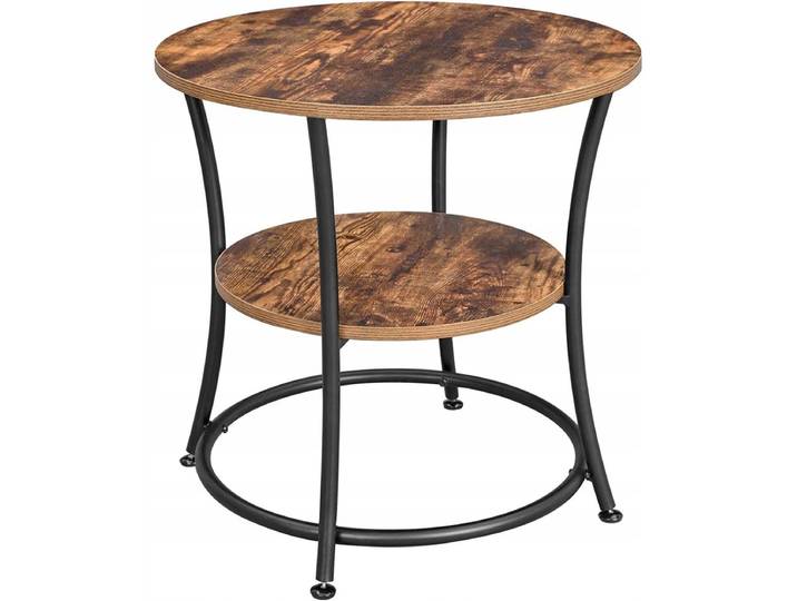 Table basse ronde de style industriel et bois rustique