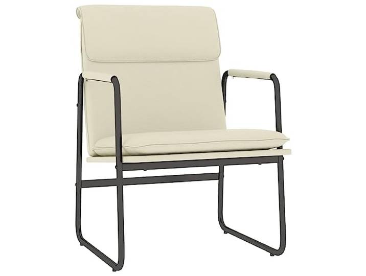 Loungesessel Creme 55x64x80 cm Kunstleder Metallgestell, rutschfeste O-Beine, gepolsterte Sitzfläche, schräge Rückenlehne, leichte Reinigung