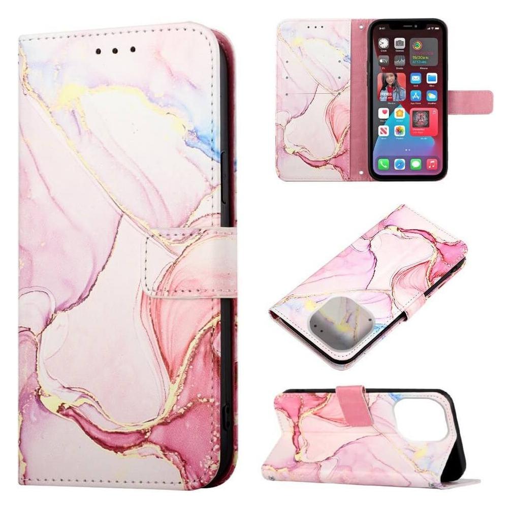 Cover-Discount iPhone 14 Pro Max - Leder Hülle pink Marble (Apple iPhone 14 Pro Max) (101135158B)