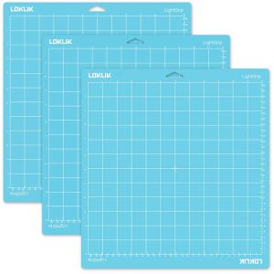 LOKLiK Schneidematte Cutting Mat, Light Grip, 3 Stück, blau, 30,5 x 30,5cm, mit Rakel, für Plotter