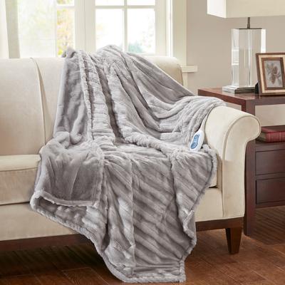Beautyrest Heated Duke Faux Fur Solid Heated Throw