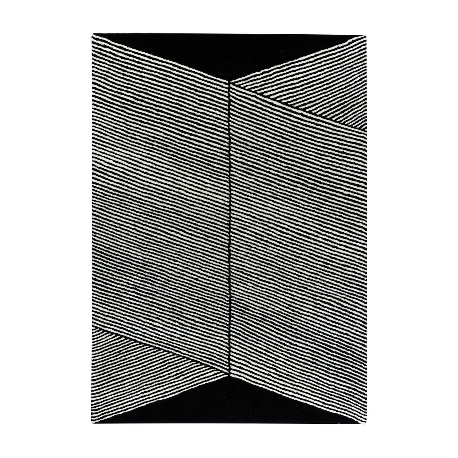 NJRD Rectangles wollen vloerkleed zwart 170 x 240 cm