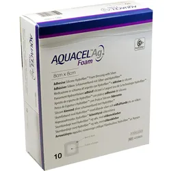 Aquacel Ag Foam Adhäsiv 8x8cm 10 ST