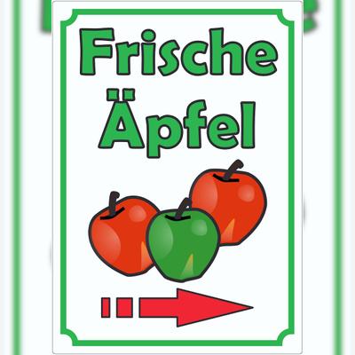 HB-Druck Werbeaufkleber mit Pfeil rechts Aufkleber Äpfel Hochkant Aufkleber A3 (297x420mm)