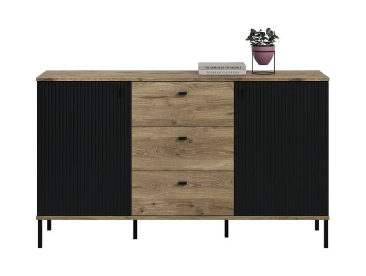 Sideboard Lou 89 x 154 x 41 cm Nox Oak Nachbildung Braun/Schwarz