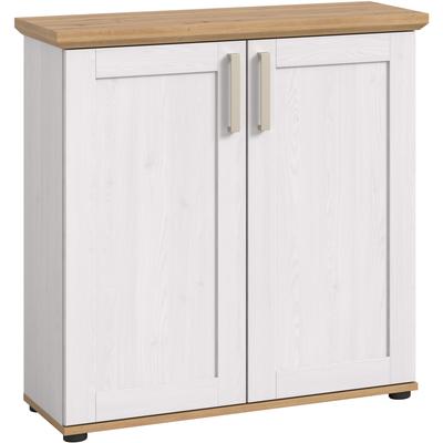 Kommode HOME AFFAIRE "Cosenza", weiß (sibiu lärche nachbildung), B:84cm H:88cm T:37cm, Holzwerkstoff, Sideboards, Kommode, Cosenza Highboard 88 cm, 2 Türen, 3 Fächer, Wohnzimmer