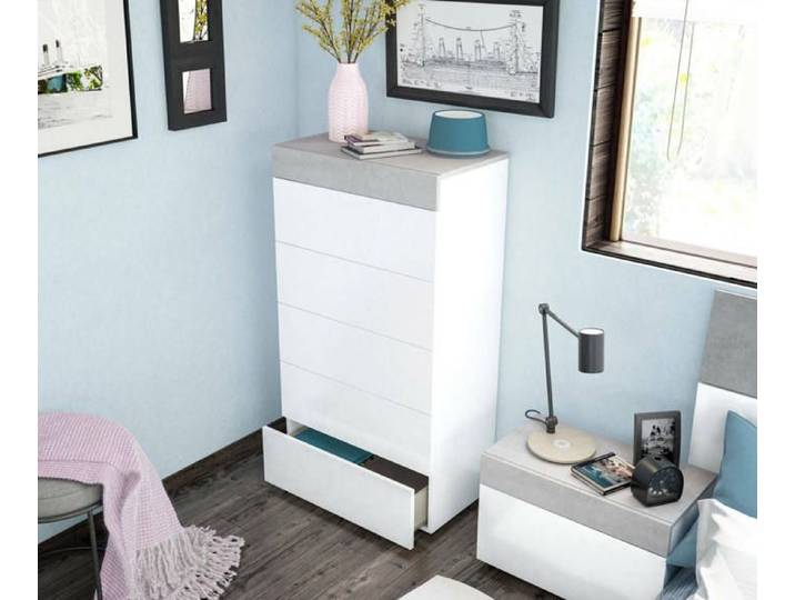Commode Irving 61x40h118 cm Blanc