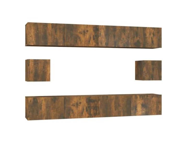 hliofuir 6-TLG. TV-Schrank-Set Hängend Räuchereiche Holzwerkstoff Flexibles Hängeschrank-System für Wohnzimmer oder Schlafzimmer schafft bodenfreie Ordnung und schützt Medien vor Staub.