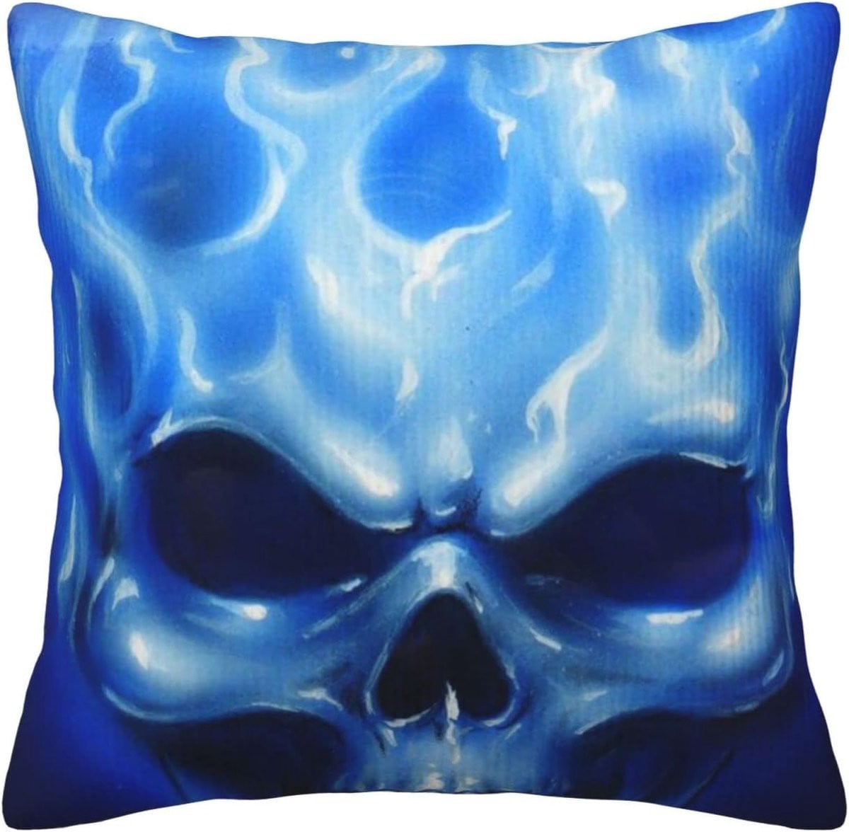 Decoratieve kussenhoes met print en verborgen rits in blauw