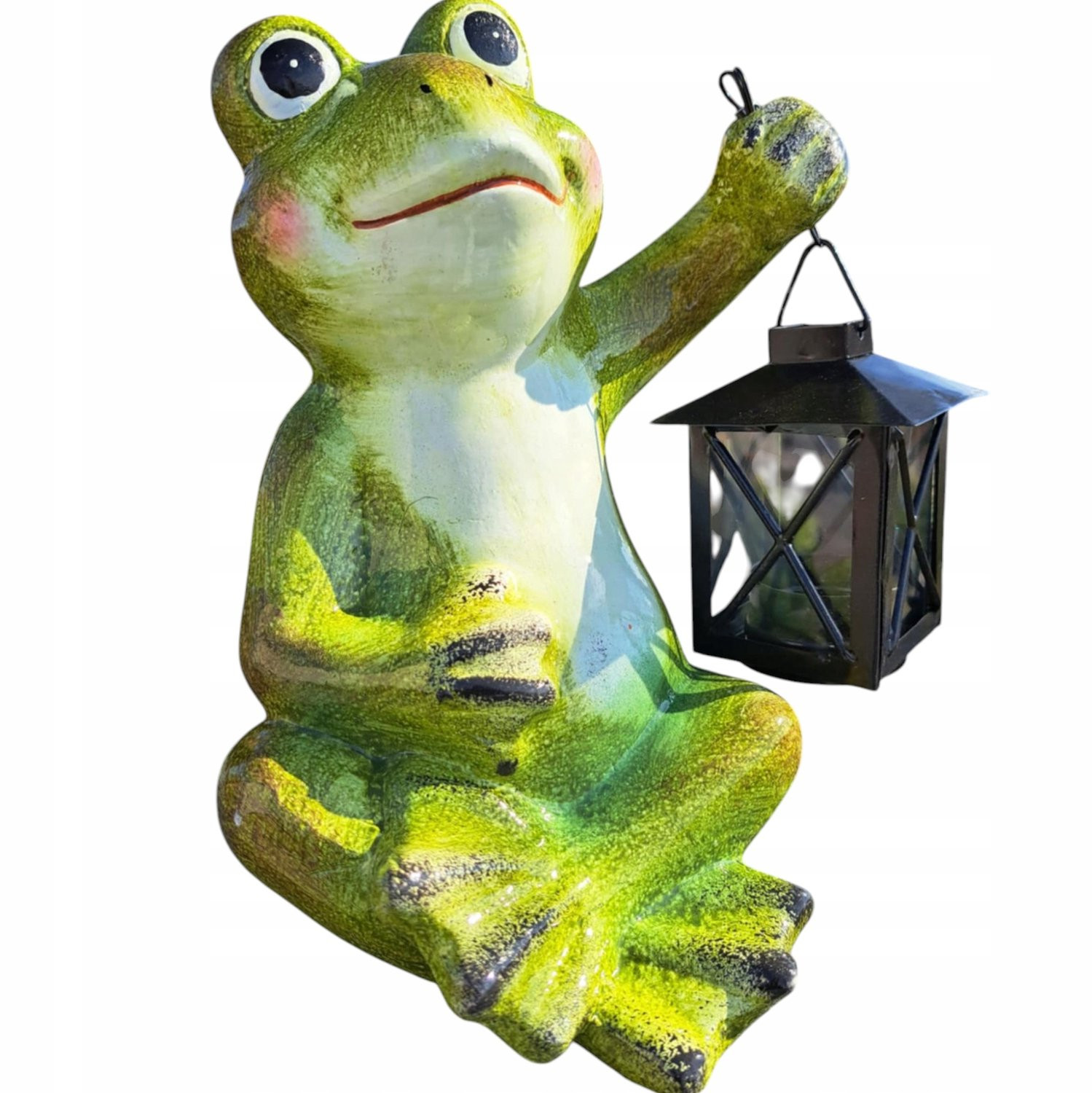 Merkloze Tuinfiguur Kikker met Lantaarn - 22 cm Decoratie