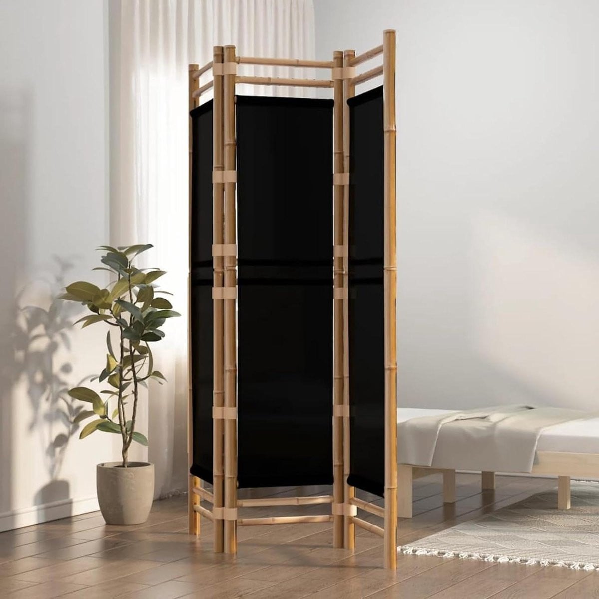 Kamerverdeler Bamboe Privacyscherm Paravent - Breedte: 120 cm - Natuurlijk Design