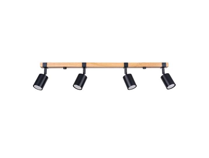 Plafonnier FAGER 4L noir 4xGU10 10W acier/bois naturel 17.2x6x88cm Sollux Lighting