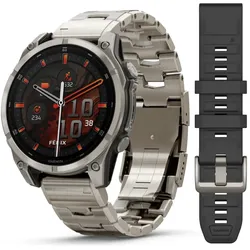 Garmin fēnix® 8 - 47 mm AMOLED Sapphire Titan mit zusätzlichem Silikonarmband 010-02904-40