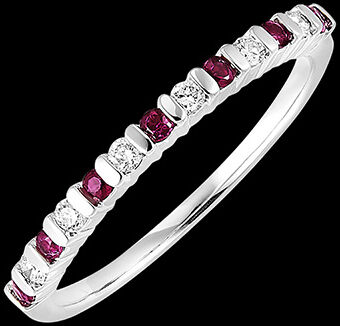 Edenly Trauring Oiseau de Paradis - Rubine und Diamanten - 9 Karat WeiÃŸgold