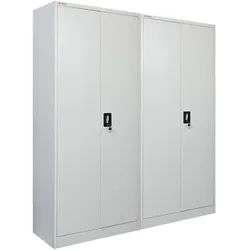PROREGAL Mega Deal 2x Flügeltürenschrank ELEPHANT Metall Spind abschließbar 180x80x40cm Kleiderstange Stahlschrank Lichtgrau Garderobenschrank