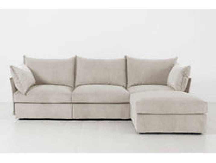 Dreisitzer-Sofa Model 06 mit Chaiselongue rechts, Kreideweiß
