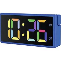 hama 00222209 Digitaler Wecker Ibiza, Multicolor-Display, mit USB-Ladefunktion, Blau