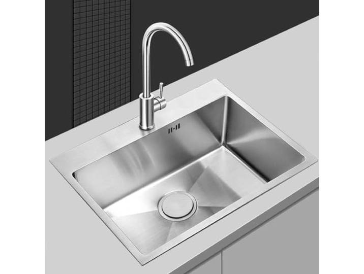 ZQFHSX Edelstahlspüle, Einzelbecken, Einbauküchen-Handwaschbecken, quadratisch mit Armatur, geeignet für Badezimmer, Restaurants und (50x40cm)