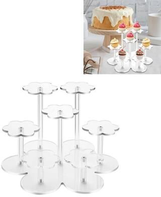 Inspired Deals Clear Acrylic Display Stand For Figures, Cupcakes & Cosmetics Organizer Shelf transparent