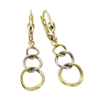 Paar Ohrhänger VIVANCE "375 Gold zweifarbig Ringe", bunt (mehrfarbig), Ohrringe, Damen, one-size, Gold, Ohrhänger