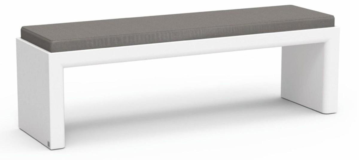 Casa Padrino Luxus Gartenbank Dunkelgrau / Matt Weiß 100 cm - Outdoor Garten Sitzbank
