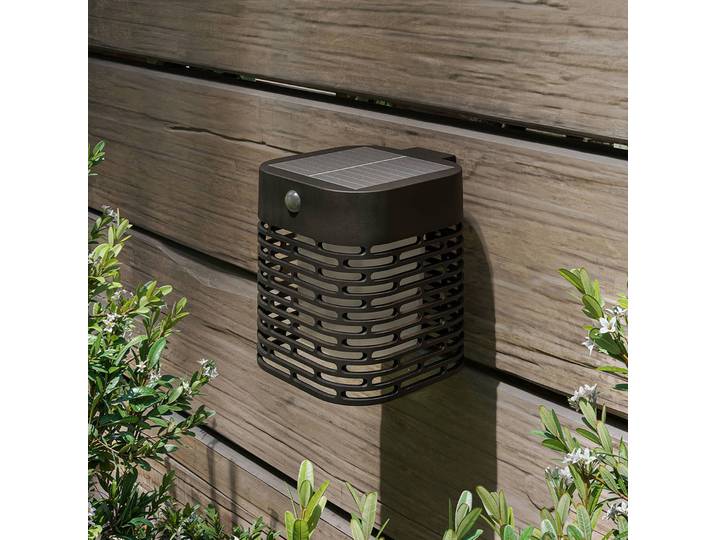 Philips LED-Solarwandleuchte Hara, schwarz, Sensor, IP44 Hara, schwarz, Kunststoff, Wandleuchte außen